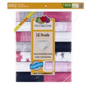 ❄️🐣Fruit of the Loom Girls' Star and Stripe Briefs - 14 Pack